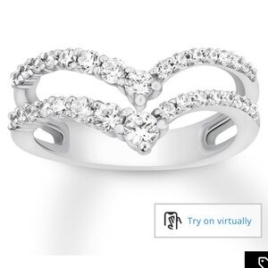 Double Chevron 14K White Gold 3/4ct Natural Diamond Ring Enhancer